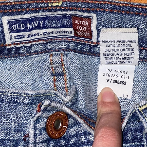 Old Navy Boot-Cut Jeans Ultra Low Waist Distressed Light Wash Vintage Denim - Picture 5 of 11
